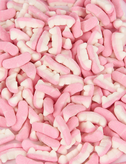 Bonbons dents de vampire Haribo pour Halloween rose et blanc