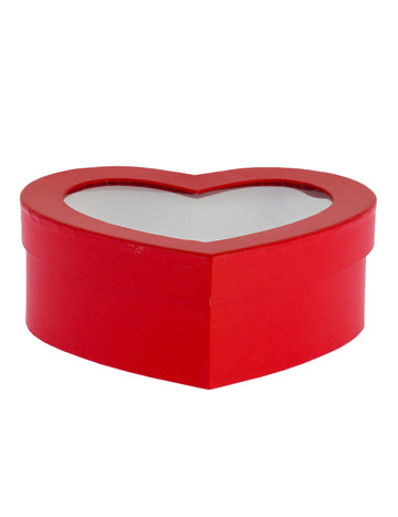 Červená kartónová krabica v tvare srdca s okienkom, 19,5 x 15,5 cm