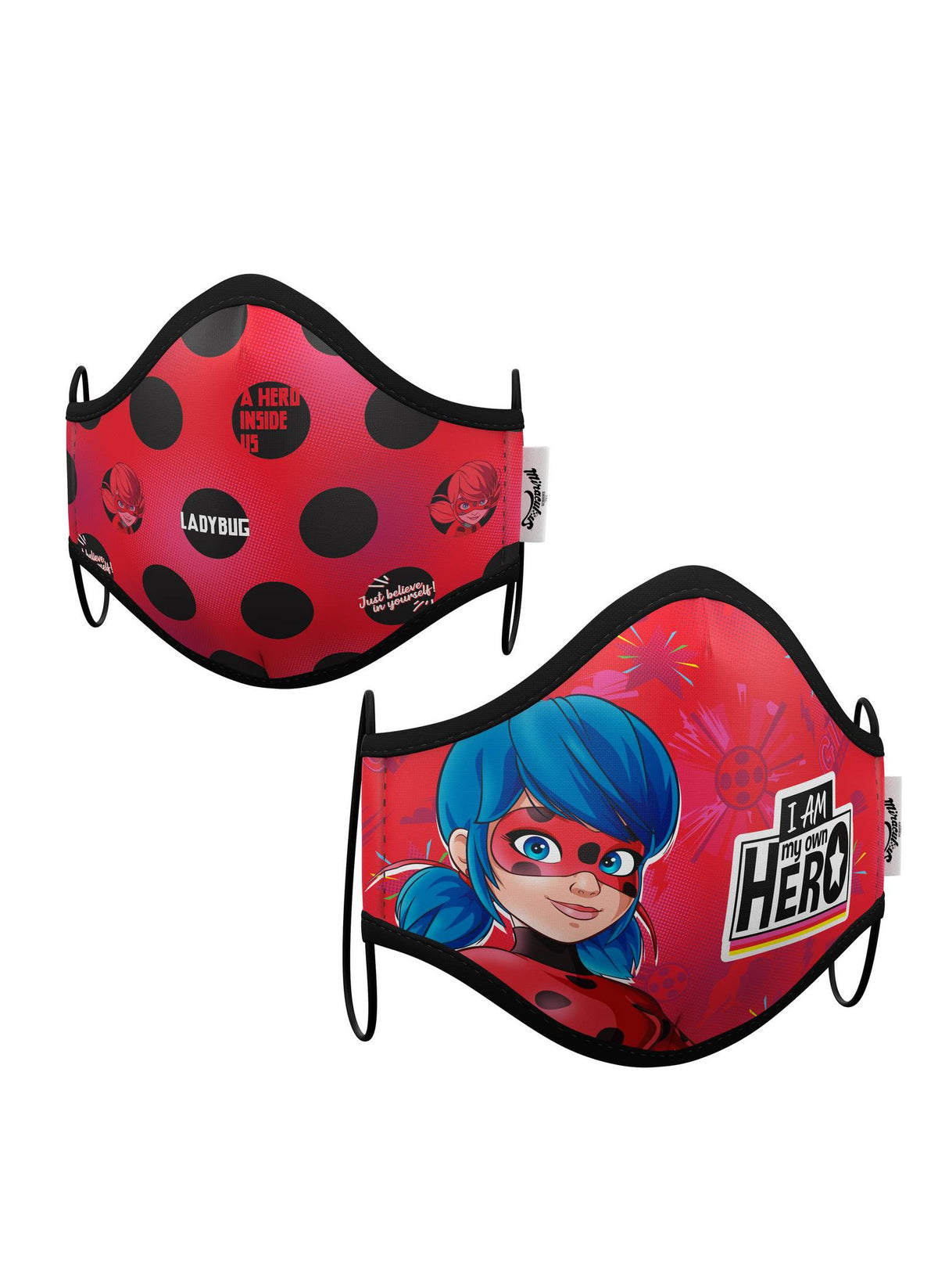 Masques de protection réutilisables Ladybug pour enfant rouge et noir à pois