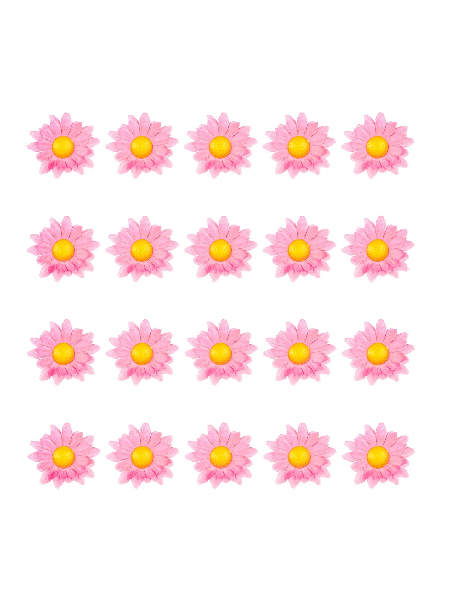 Vue d'ensemble des pièces de la boîte de 20 fleurs marguerite rose clair