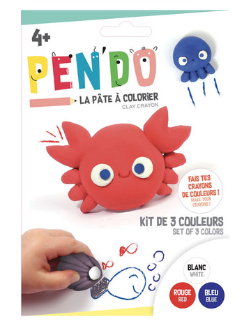 Kit de modelage crayons Pen'do aquatique pour enfant blanc rouge bleu