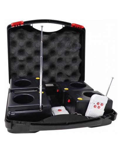 Boitier de tir à distance 4 lignes pour jet de scène noir avec mallette et télécommandes