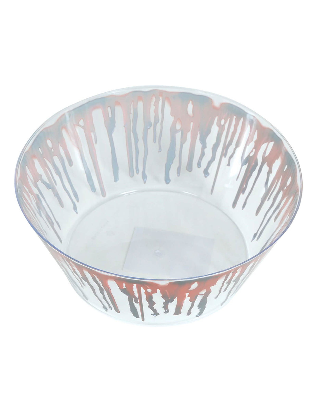 Vue de dessus du bol en plastique sanglant pour Halloween