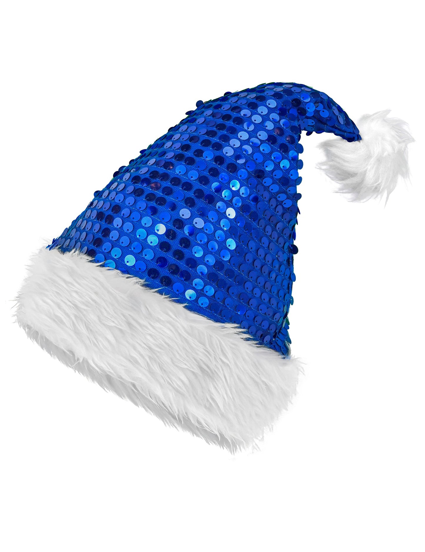 Modrá flitrovaná vianočná čiapka pre dospelých
