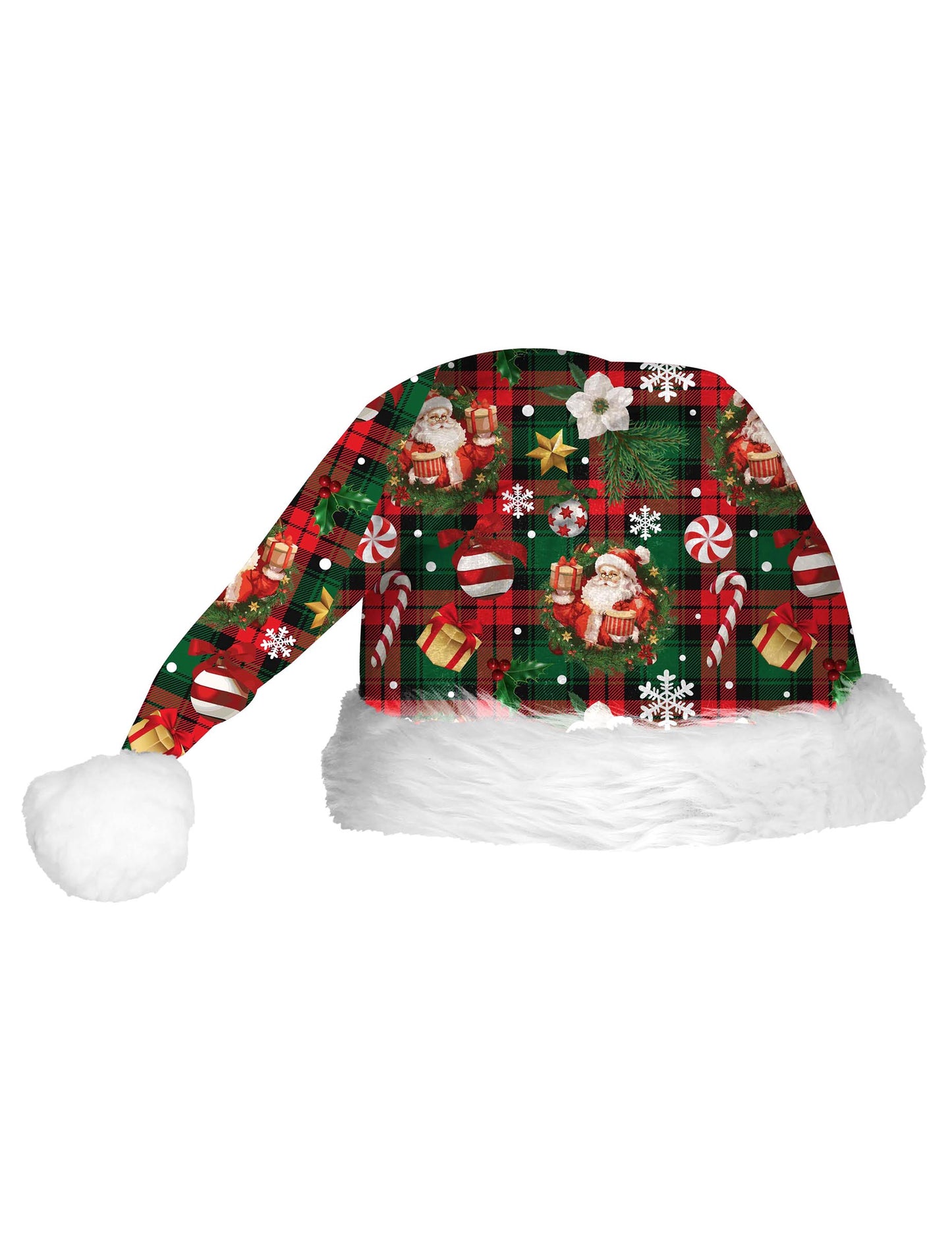 Vianočná tartanová čiapka so vzorom pre dospelých