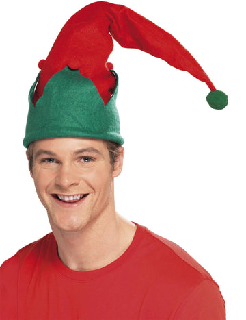 Elf vianočný klobúk s dospelým pompomom