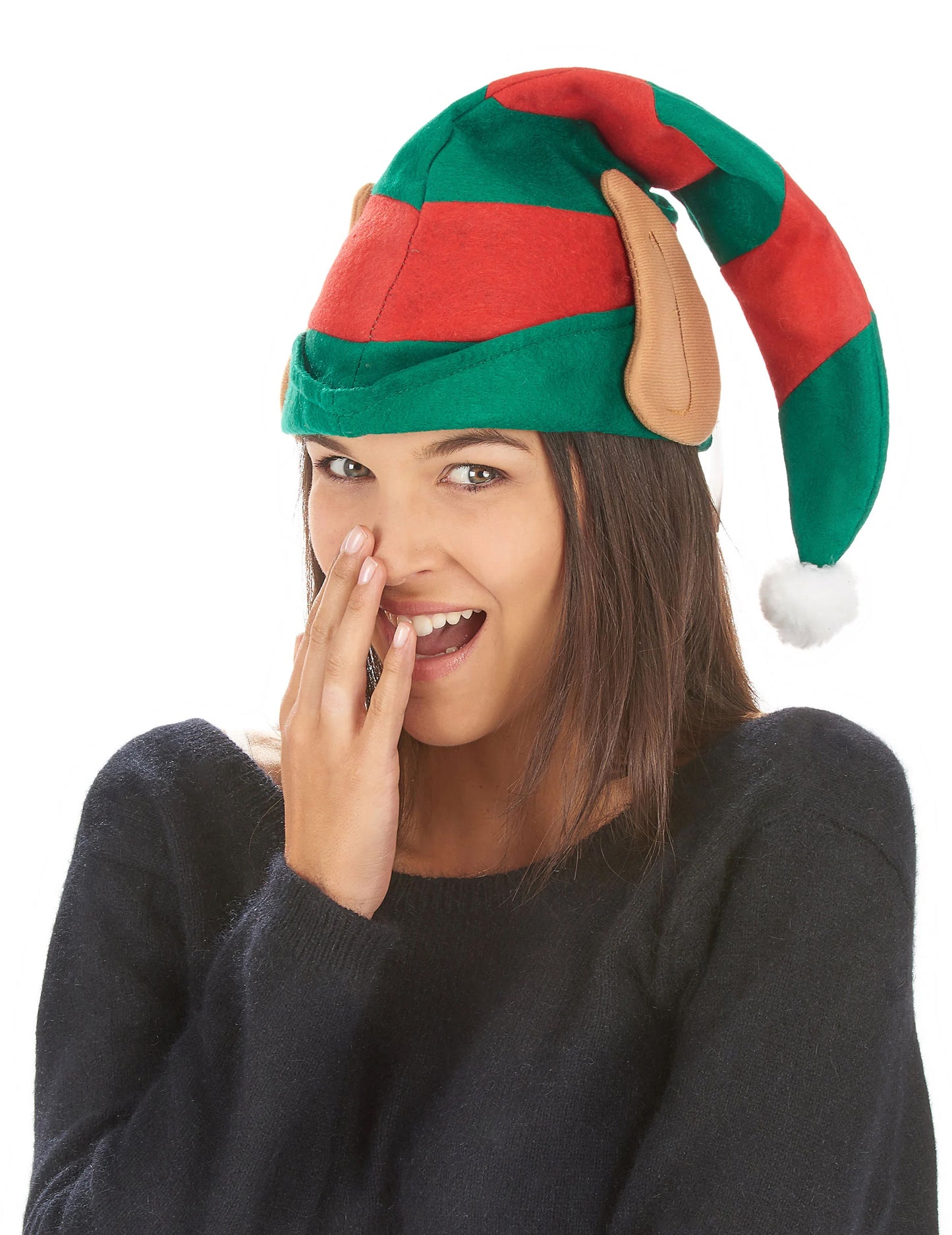 Santa Claus lutin kapota pruhovaná s uši dospelými