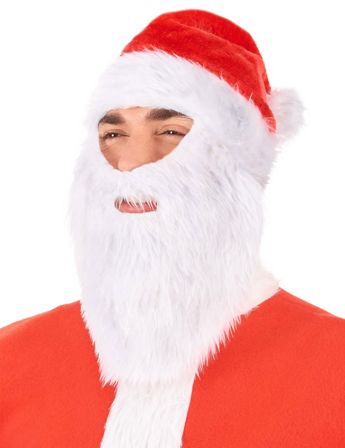 Čiapka s bradou santa claus pre dospelý červená a biela