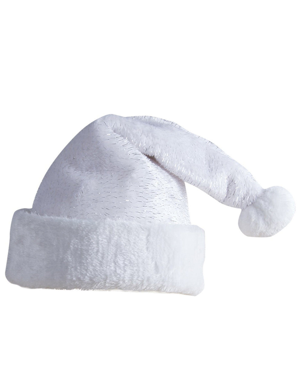Bonnet de Père Noël pour adulte blanc avec fils brillants