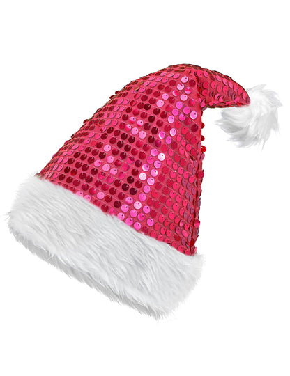 Vianočná čiapka s ružovými flitrami pre dospelých