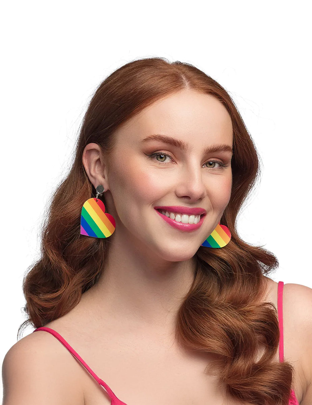 Boucles d'oreilles cœur arc-en-ciel pour femme multicolores