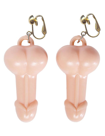 Boucles d'oreilles coquine pour adulte rose chair en forme de zizi