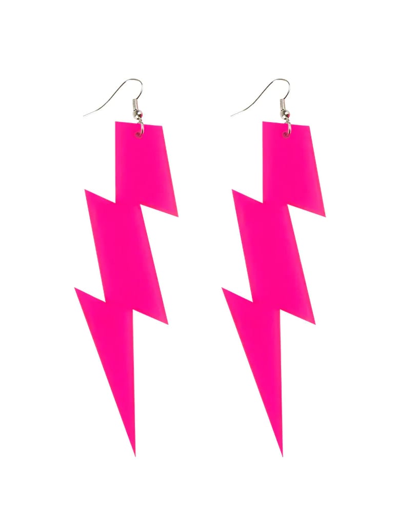 Boucles d'oreilles éclair pour adulte rose fluo