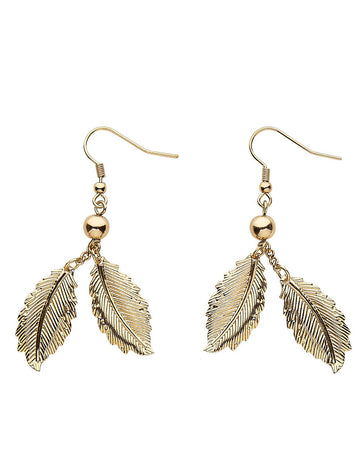 Boucles d'oreilles feuilles de laurier pour femme dorées