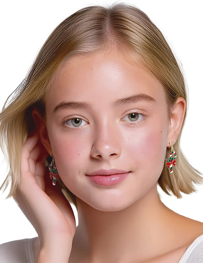 Vianočné kovové náušnice v tvare cukrovej trstiny