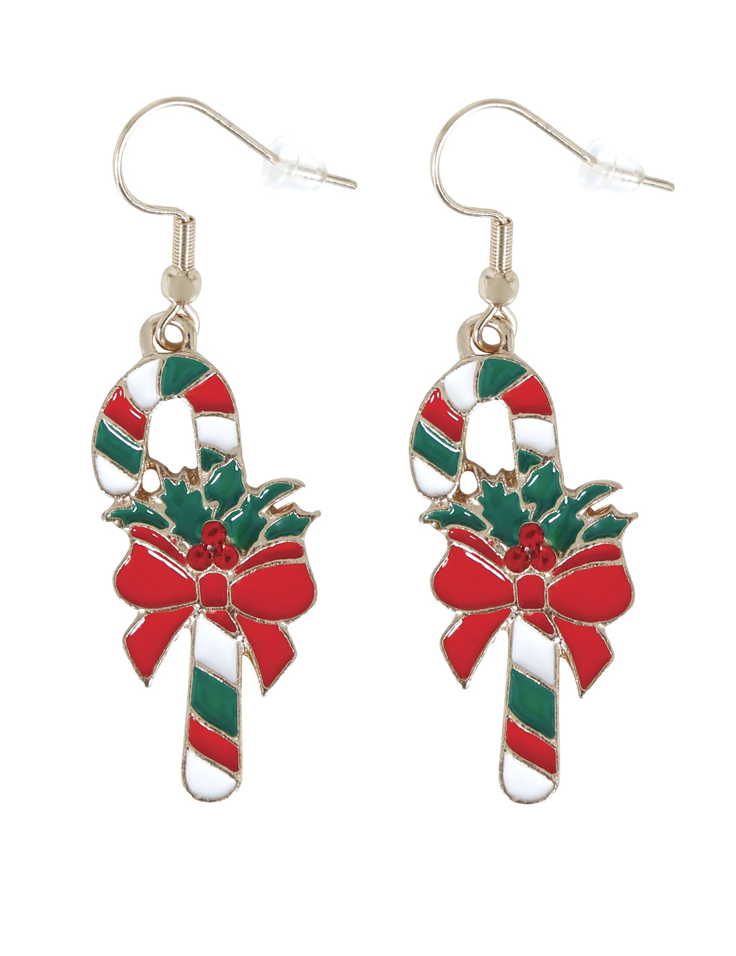 Vianočné kovové náušnice v tvare cukrovej trstiny