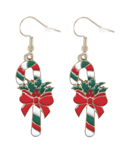 Vianočné kovové náušnice v tvare cukrovej trstiny