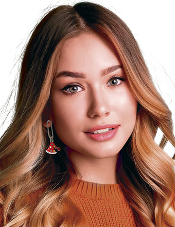 Kovové náušnice s vianočnou čiapkou