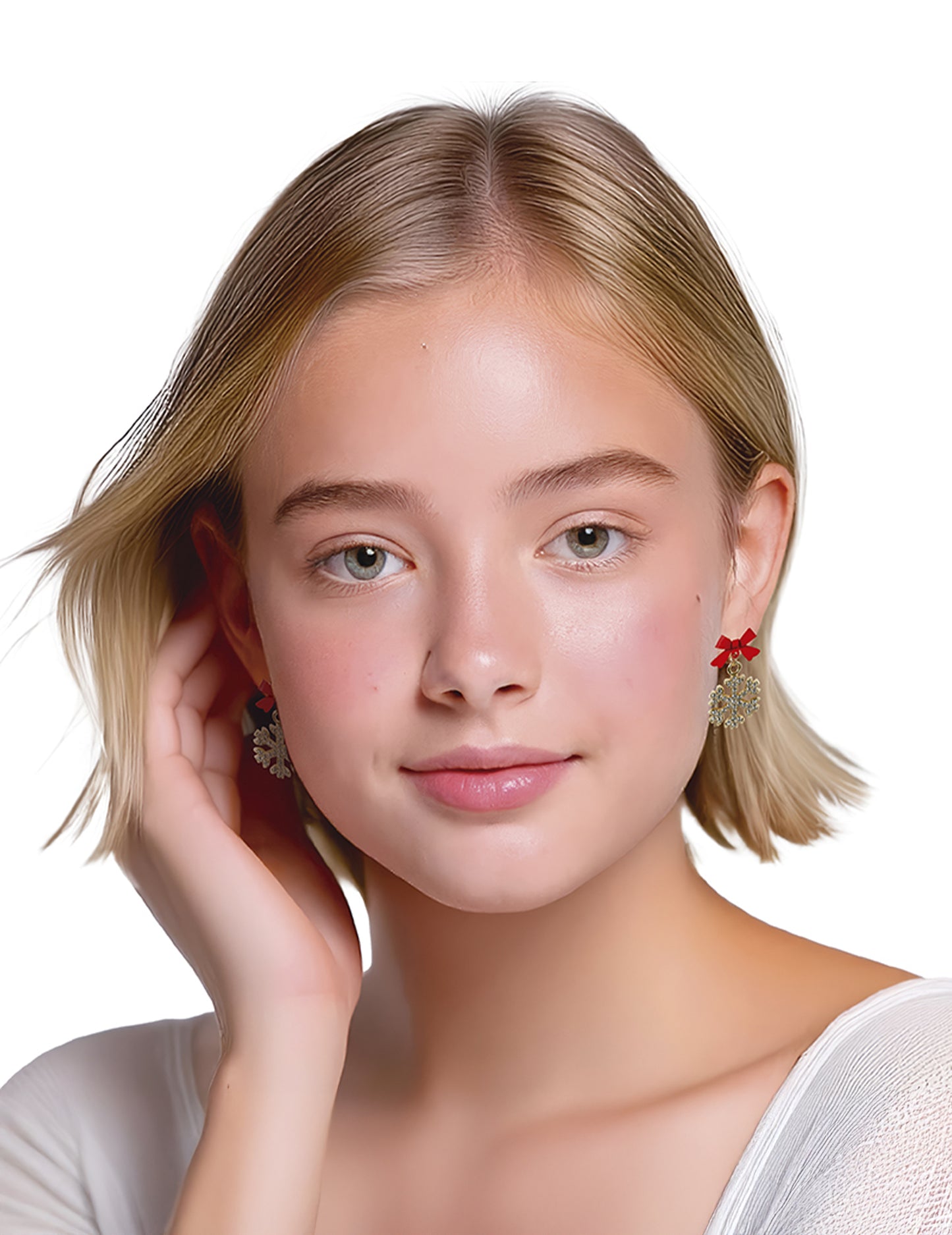 Kovové náušnice s lesklými snehovými vločkami