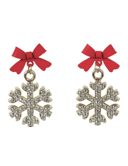 Kovové náušnice s lesklými snehovými vločkami
