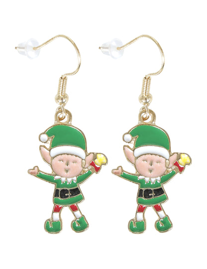 Kovové náušnice v tvare vianočných škriatkov 