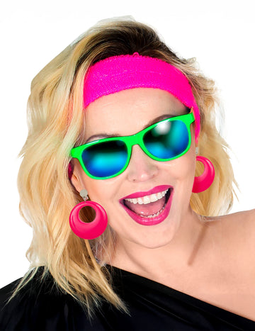 Ružové fluo náušnice pre dospelých, ružové fluo okrúhle