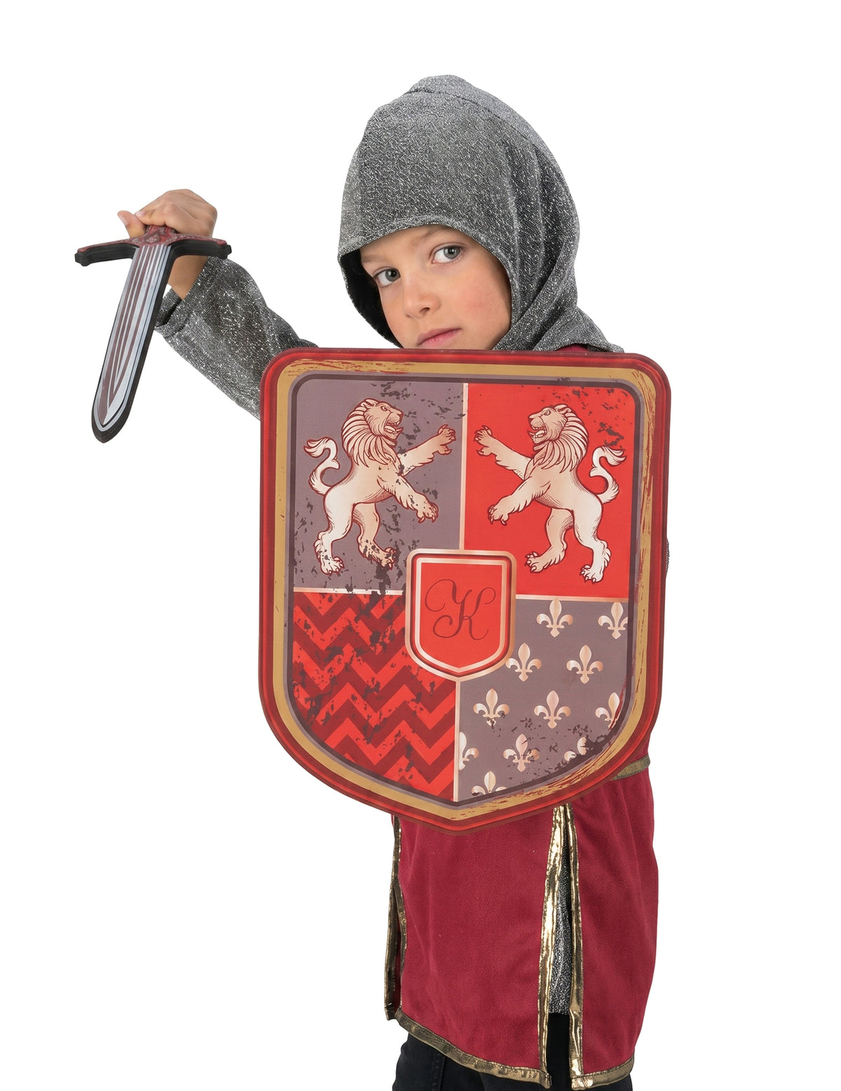 Mäkký červený leví rytiersky štít 35 cm
