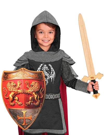 Drevený štít levie srdce červený 45 cm