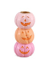 Dekoratívny svietnik Summerween z živice s 3 usmievavými tekvicami 6,3 x 6,3 x 13 cm