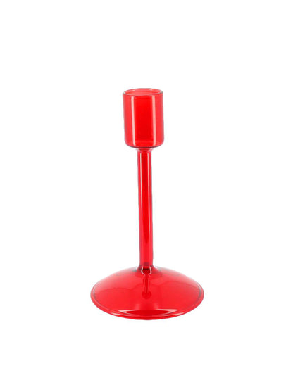Bougeoir Élégance en verre rouge 8,5 x 15 cm
