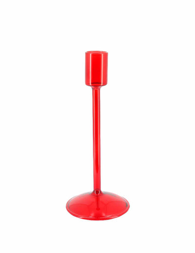Elegantný sklenený svietnik červený 20 cm