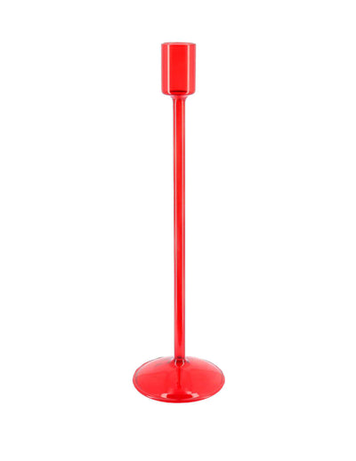 Elegantný sklenený svietnik červený 30 cm