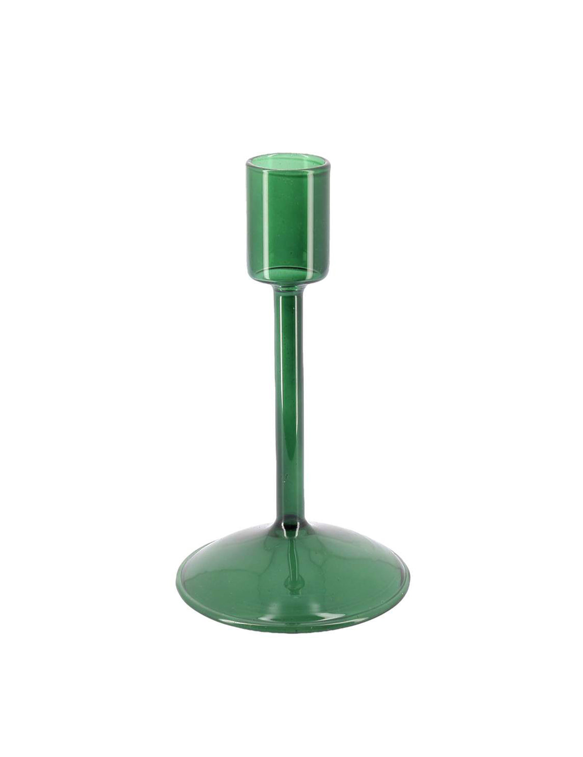 Bougeoir Élégance en verre vert anglais 8,5 x 15 cm