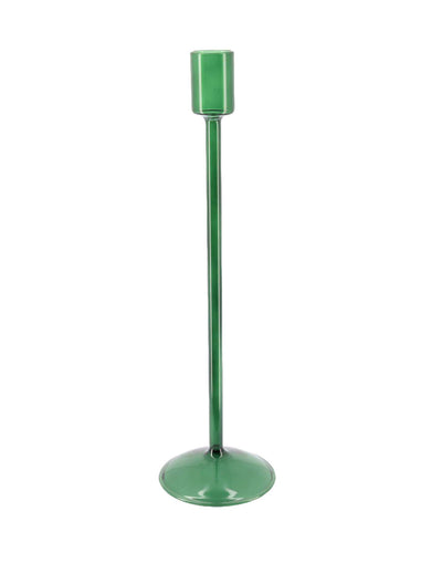 Elegantný sklenený svietnik tmavozelený 30 cm
