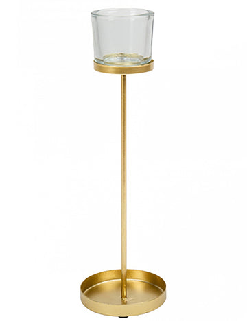 Zlatý kovový stojací svietnik 32 cm svadobné a vianočné dekorácie