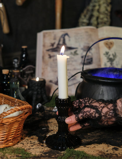 Držiak sviečok s čiernym sklom 12 cm