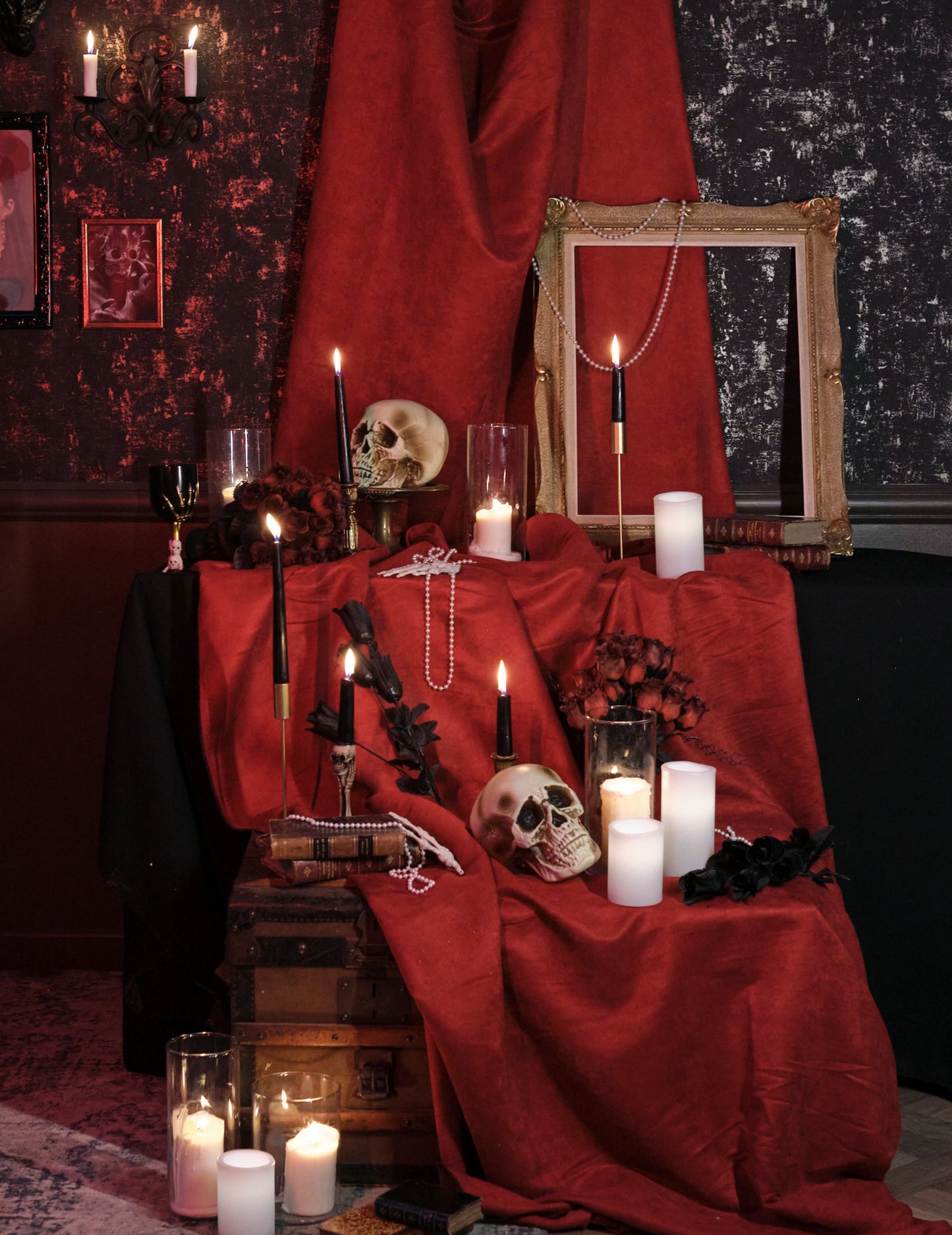 Držiak sviečok kosti a lebky 12.5 cm