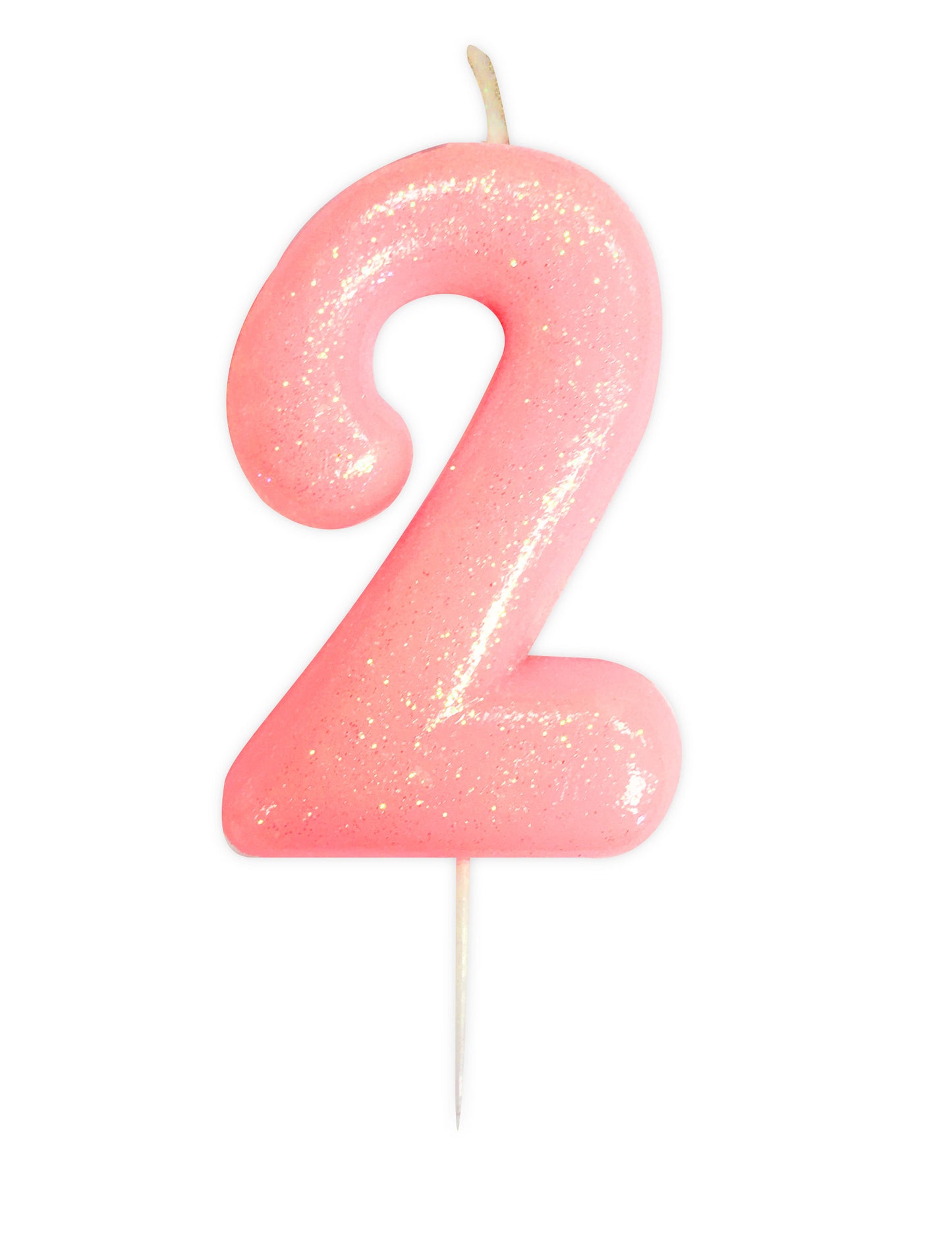 Svietnik číslo 2 ružový dúhový 9 cm s trblietkami 