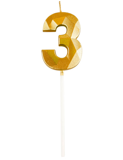 Zlatá sviečka s číslom 5 a diamantovým efektom cm na narodeniny