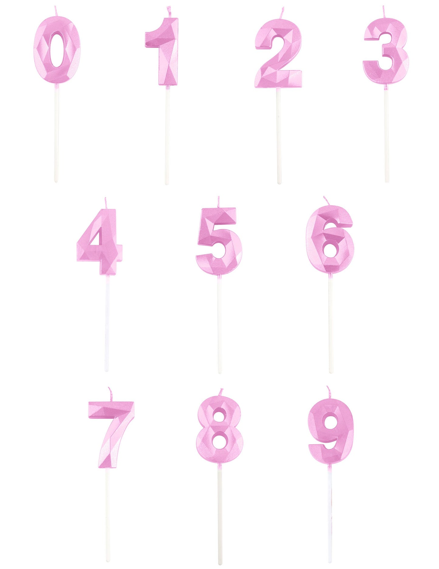 Pastelovo ružová sviečka s číslom 5 a diamantovým efektom cm na narodeniny