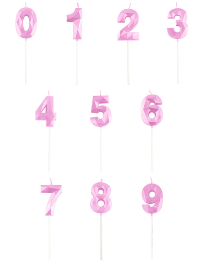 Pastelovo ružová sviečka s číslom 5 a diamantovým efektom cm na narodeniny