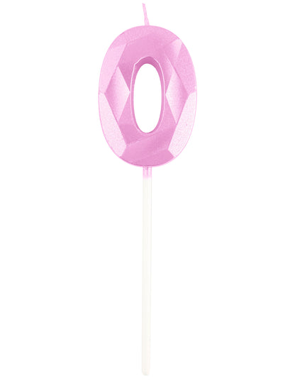 Pastelovo ružová sviečka s číslom 5 a diamantovým efektom cm na narodeniny