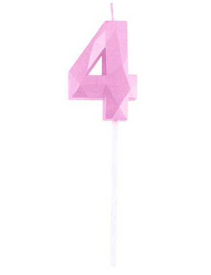 Pastelovo ružová sviečka s číslom 5 a diamantovým efektom cm na narodeniny