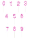 Bougie chiffre pour anniversaire rose pastel effet diamant