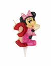 Bougie chiffre 3 Minnie pour enfant rose et rouge