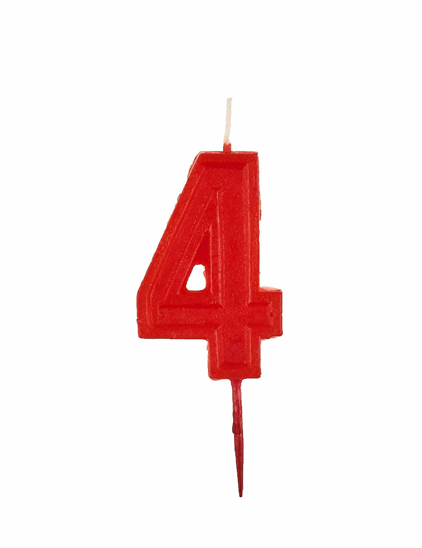 Trblietavá červená narodeninová sviečka číslo 4 
