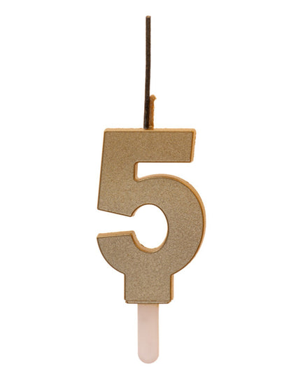 Trblietavá číselná sviečka so zlatým magickým prskavkou