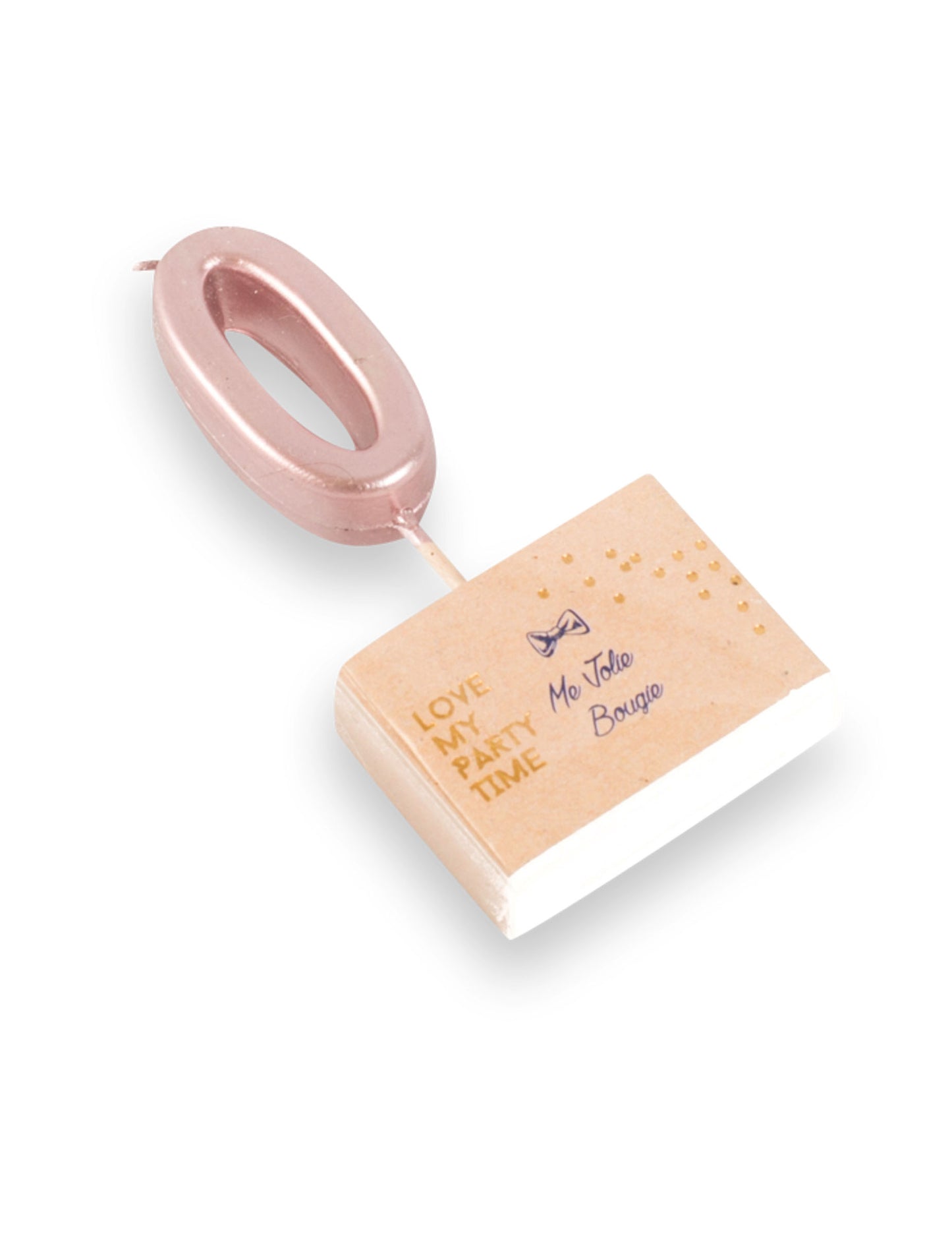 Narodeninová sviečka číslo 0 z ružového zlata 4,3 cm kovový efekt