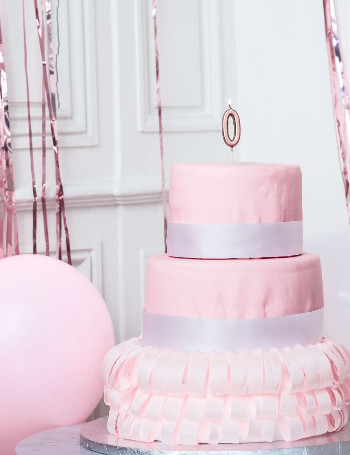 Narodeninová sviečka číslo 0 z ružového zlata 4,3 cm kovový efekt