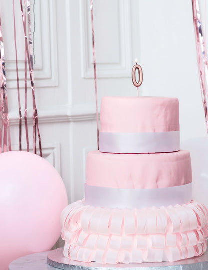 Narodeninová sviečka číslo 0 z ružového zlata 4,3 cm kovový efekt